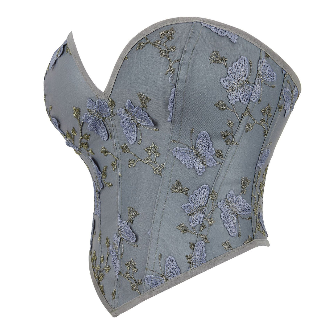 Floral Jacquard Deep V Bustier Overbust Corset | JAMSHAPE