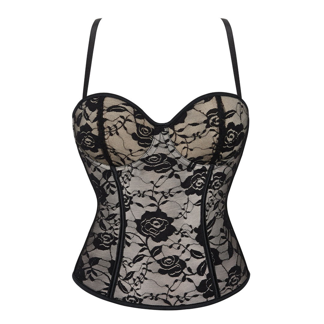 Thin Shoulder Straps Shaping Corset Top With Underwire Lace Cups | JAMSHAPE