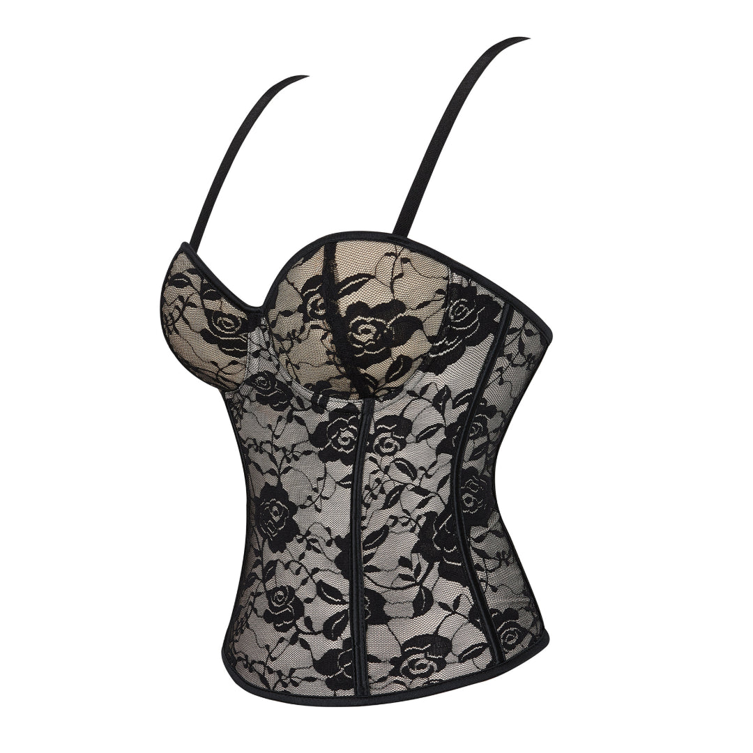 Thin Shoulder Straps Shaping Corset Top With Underwire Lace Cups | JAMSHAPE