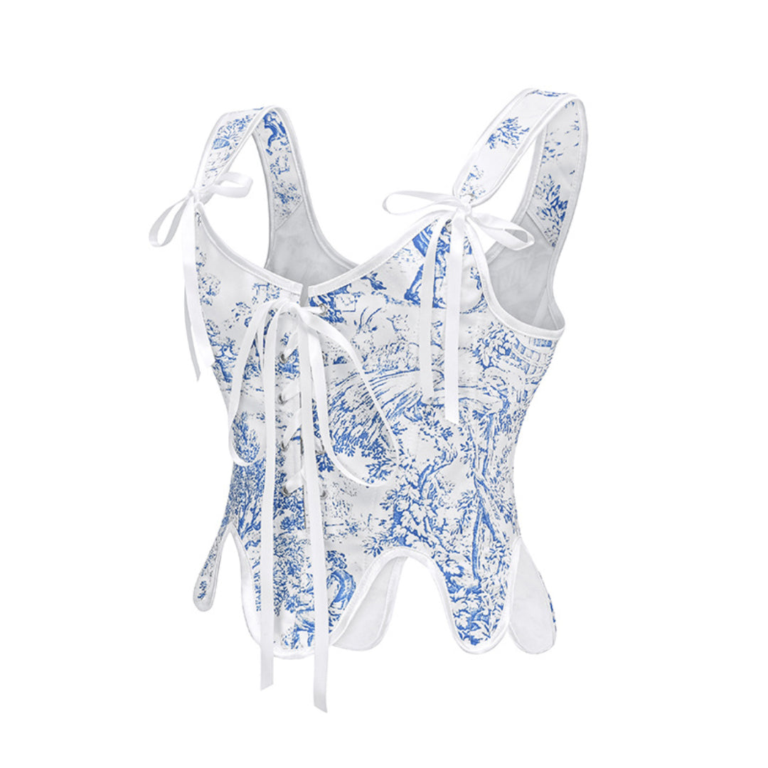 Porcelain Jacquard Shaping Bustier Corset Top | JAMSHAPE