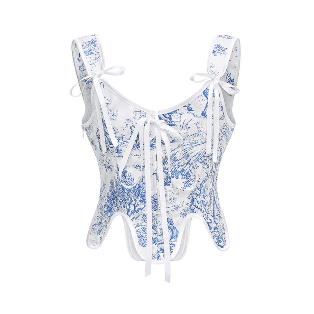 Porcelain Jacquard Shaping Bustier Corset Top | JAMSHAPE