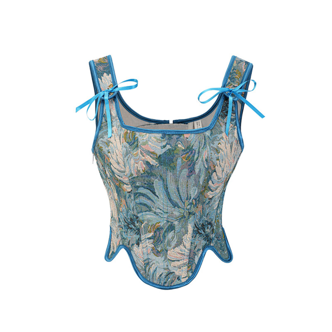 Peony Flower Painting Waist Cincher Corset Top | JAMSHAPE