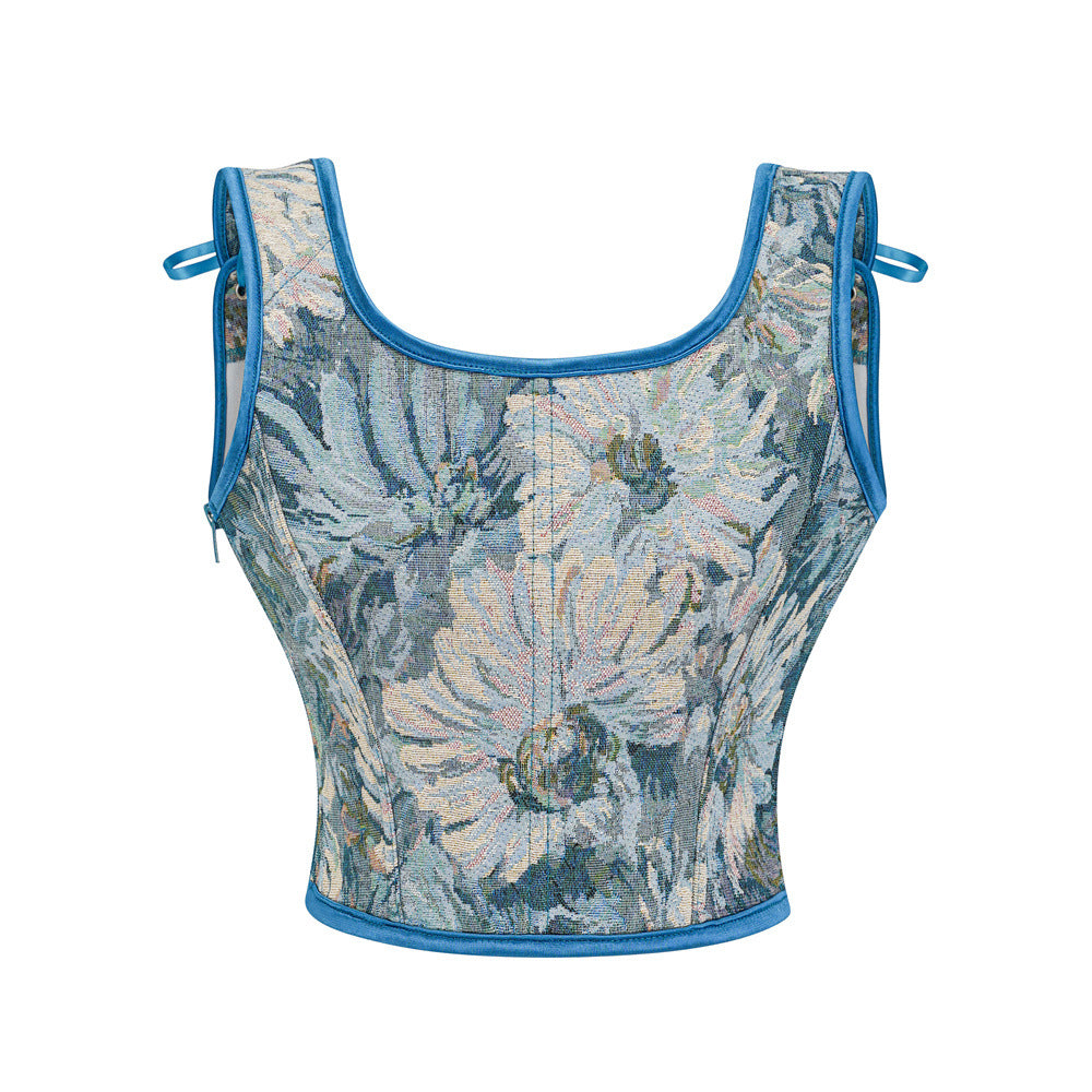 Aviary Jacquard Bustier Corset Top with Straps