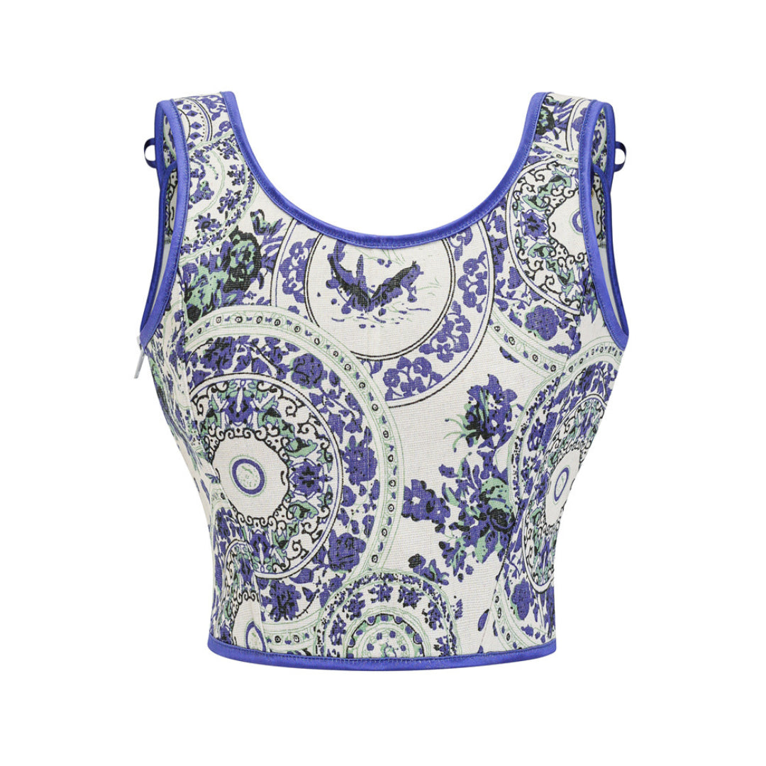 Aviary Jacquard Bustier Corset Top with Straps