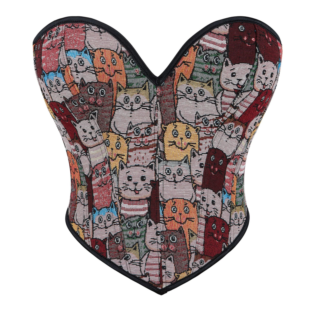 Kitty Jacquard Weave Satin Sweetheart Overbust Corset | JAMSHAPE