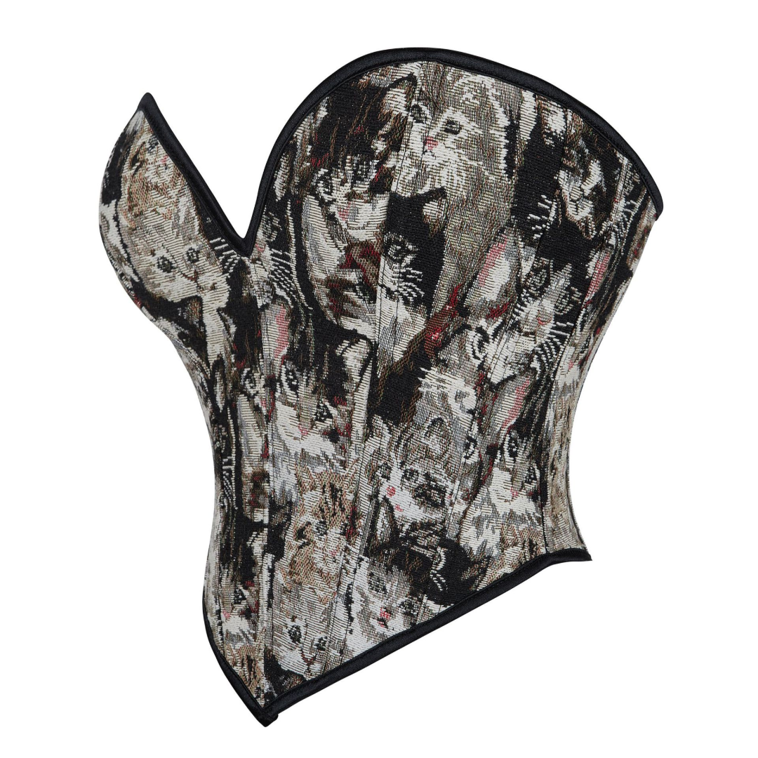 Kitty Satin Hourglass Strapless Overbust Corset | JAMSHAPE