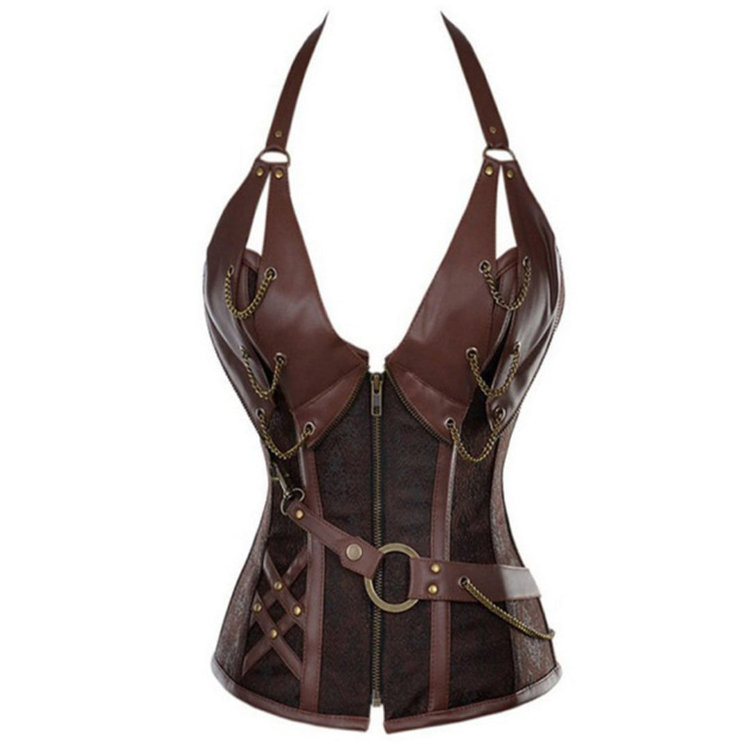 Gothic Steel Boned Halterneck Overbust Corset | JAMSHAPE