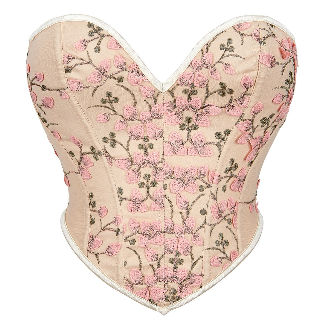 Floral Jacquard Heart-Shaped Bustier Overbust Corset | JAMSHAPE