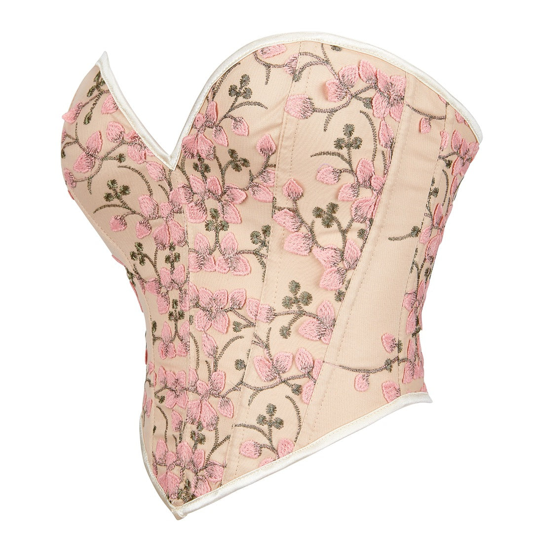 Floral Jacquard Heart-Shaped Bustier Overbust Corset | JAMSHAPE