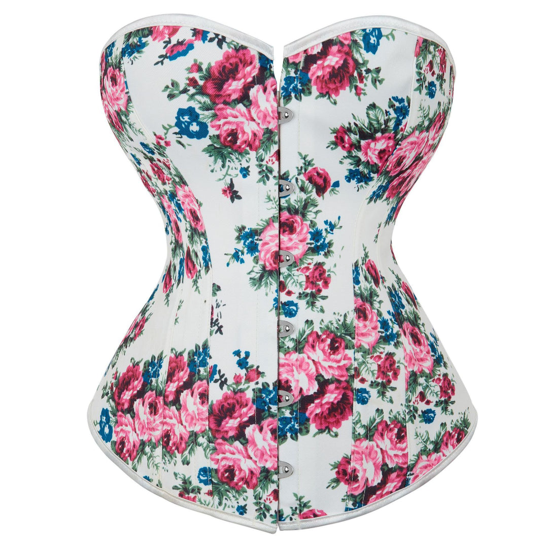 Rose Floral Jacquard Fabric Overbust Corset | JAMSHAPE