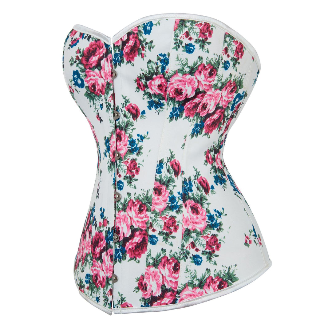 Rose Floral Jacquard Fabric Overbust Corset | JAMSHAPE