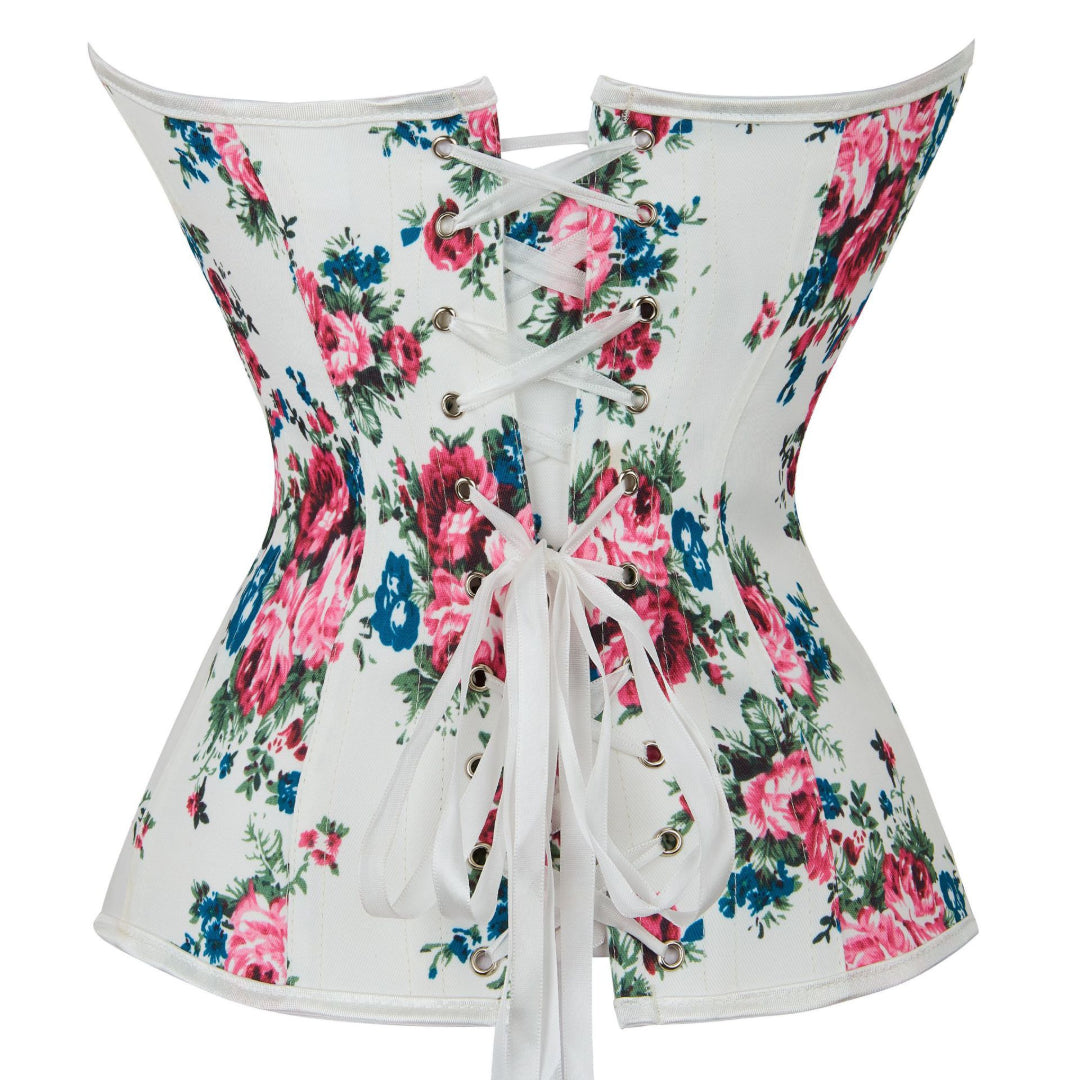 Rose Floral Jacquard Fabric Overbust Corset | JAMSHAPE