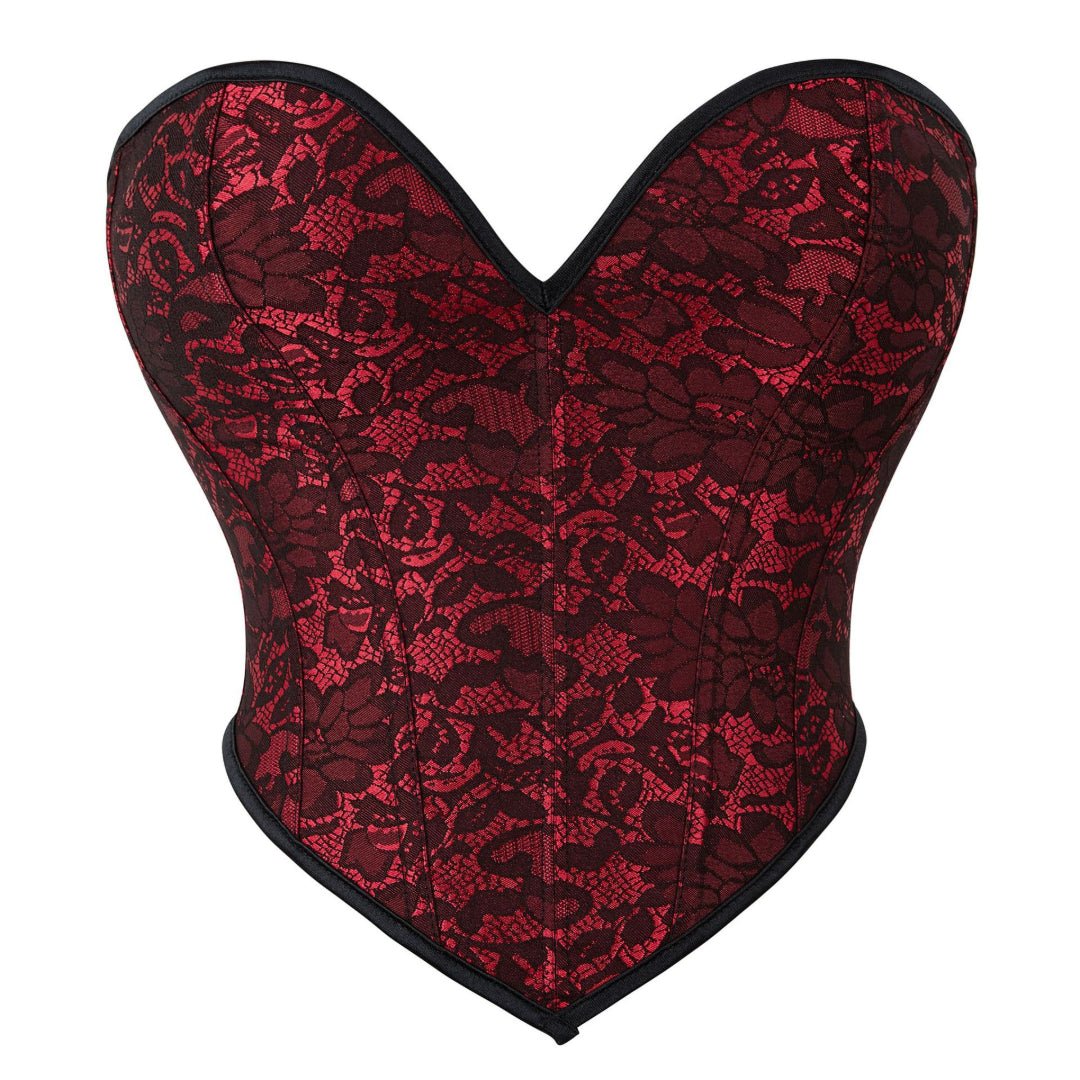 Floral Jacquard Waist Trainer Sweetheart Overbust Corset | JAMSHAPE