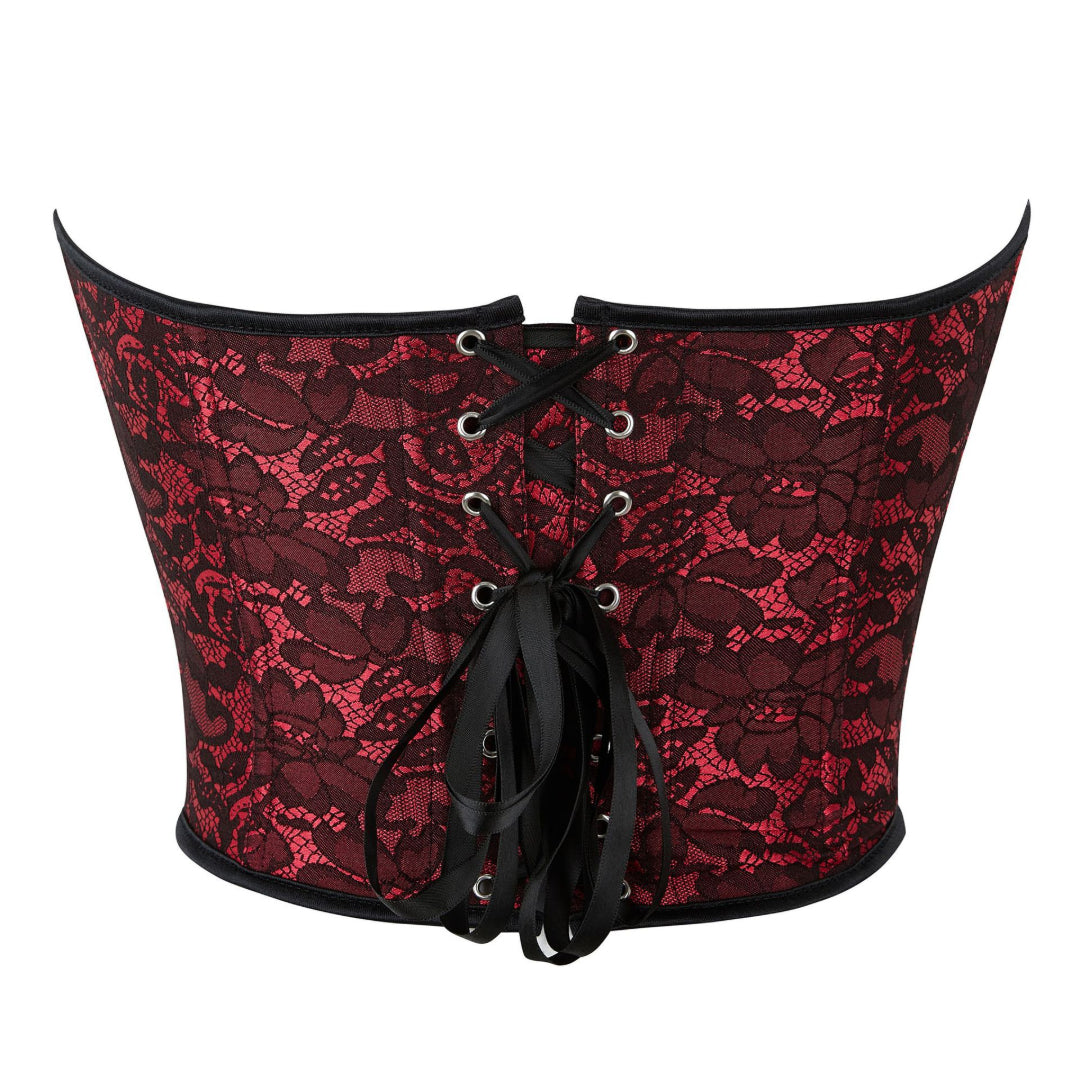 Floral Jacquard Waist Trainer Sweetheart Overbust Corset | JAMSHAPE