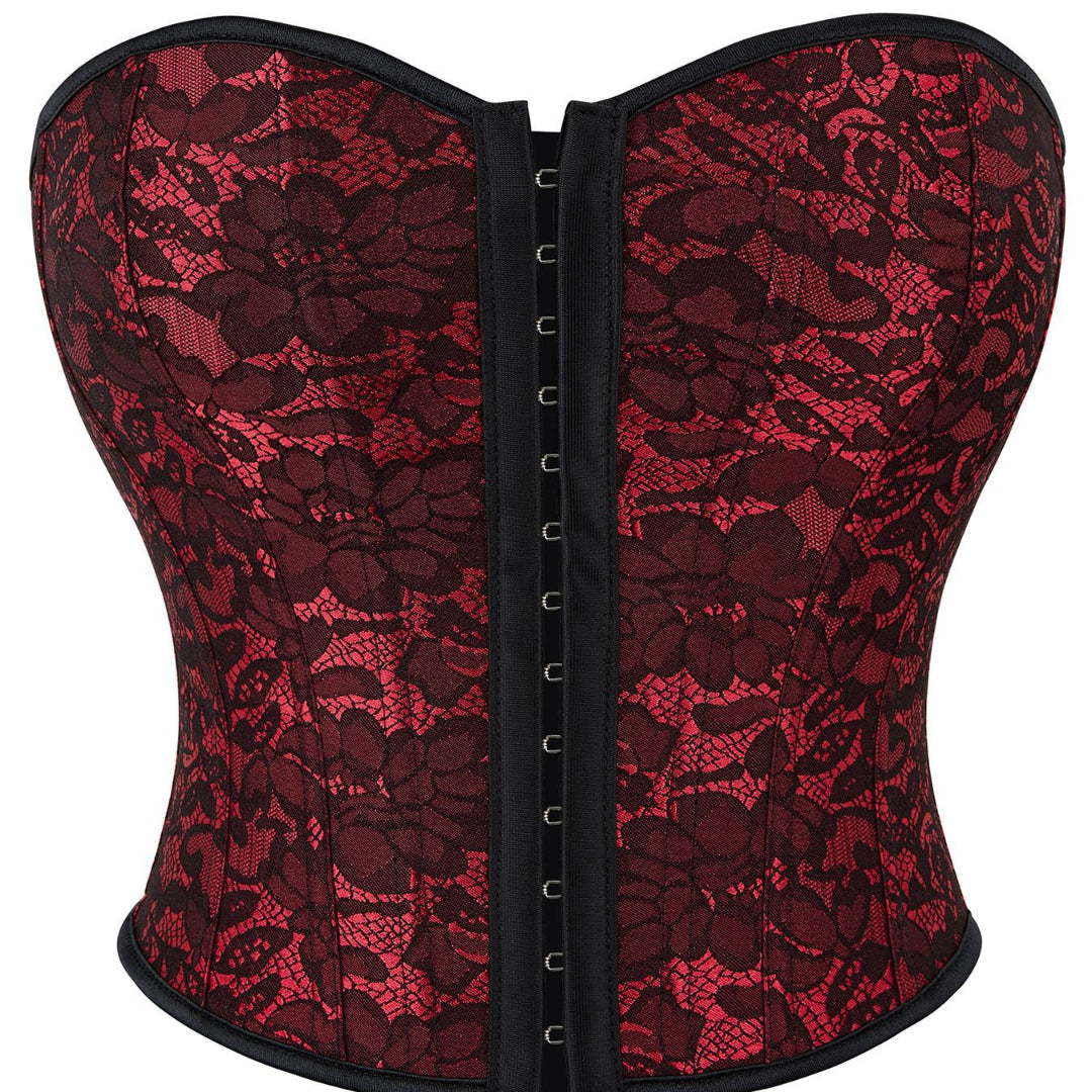 Floral Jacquard Strapless Bandeau Overbust Corset | JAMSHAPE