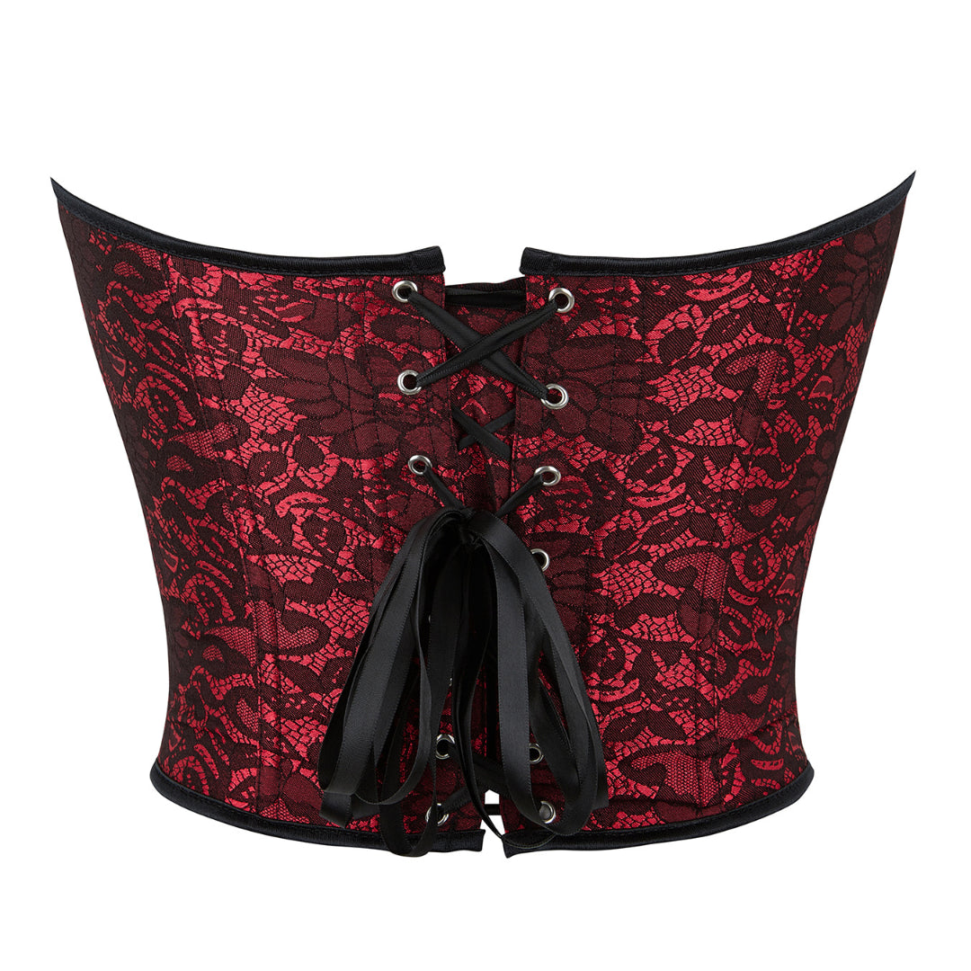 Floral Jacquard Strapless Bandeau Overbust Corset | JAMSHAPE