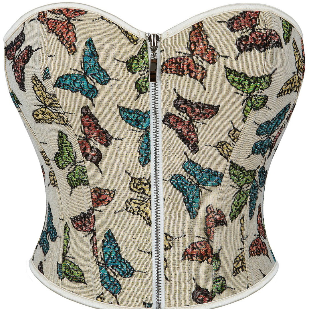 Strapless Zip-up Butterfly Graffiti Overbust Corset | JAMSHAPE