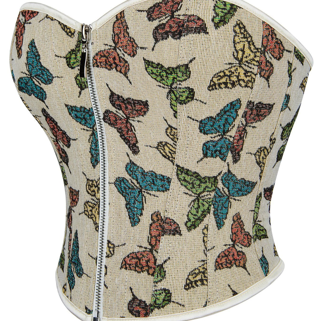 Strapless Zip-up Butterfly Graffiti Overbust Corset | JAMSHAPE