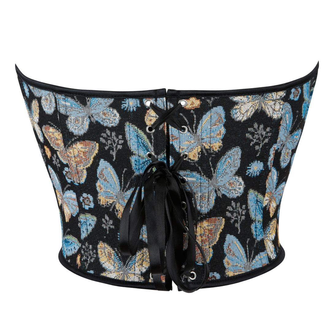 Floral Jacquard Butterfly Sweetheart Overbust Corset | JAMSHAPE