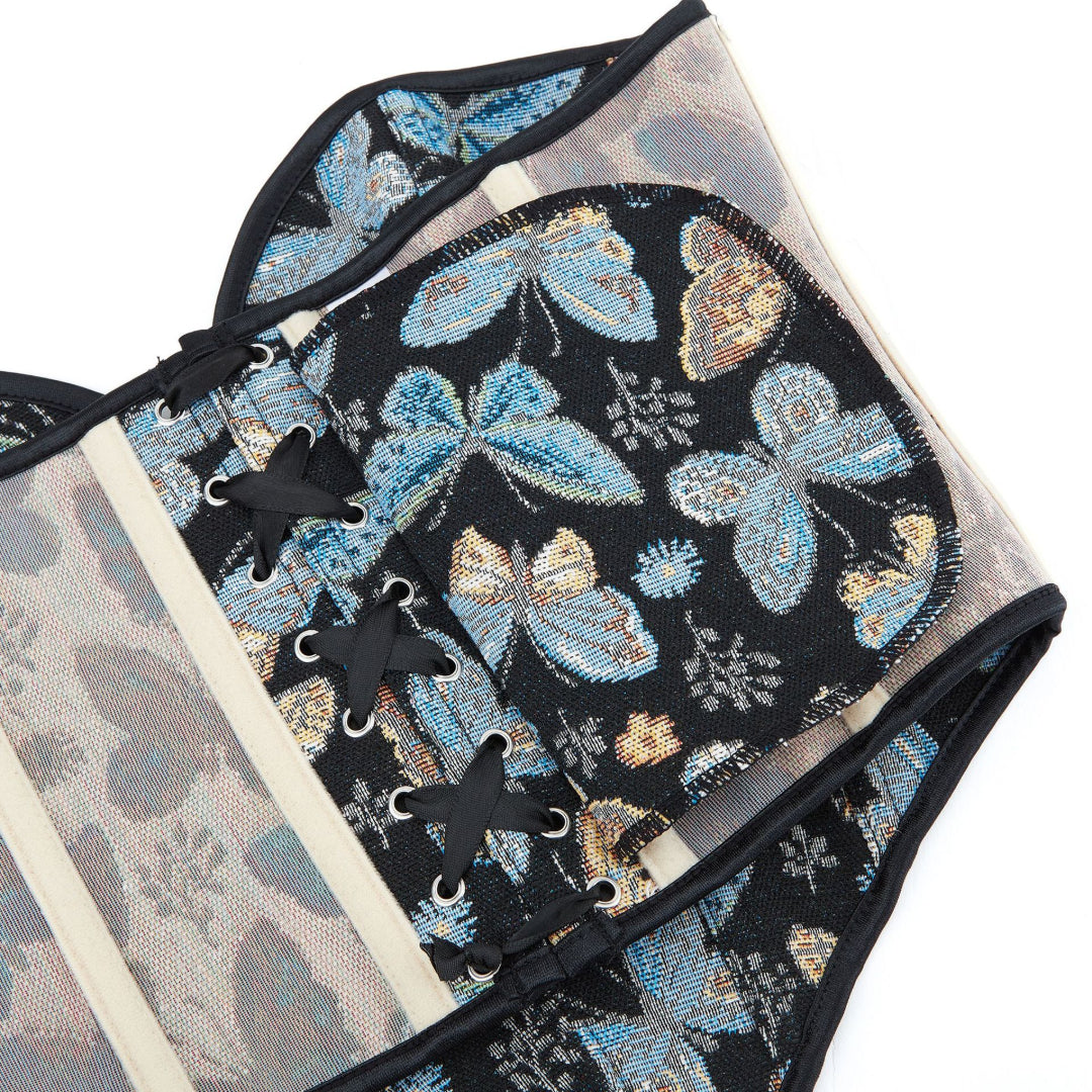 Floral Jacquard Butterfly Sweetheart Overbust Corset | JAMSHAPE