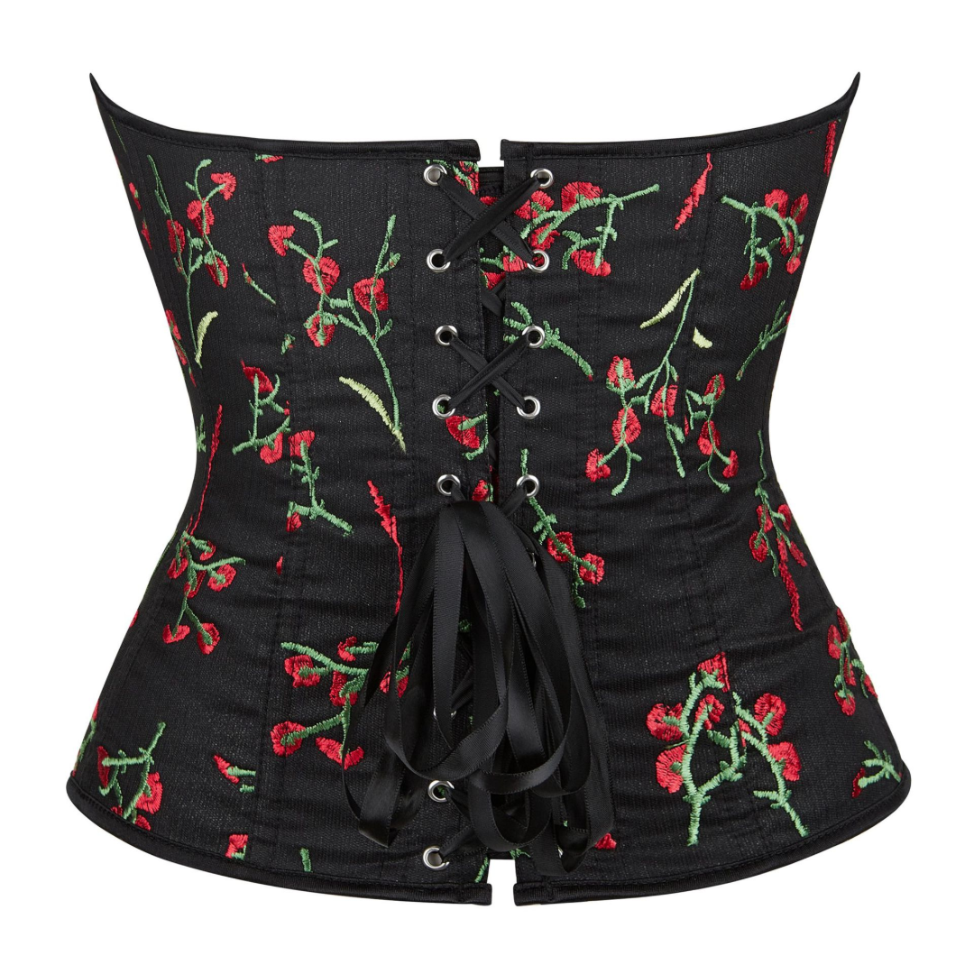 Cherry Satin Hourglass Strapless Overbust Corset | JAMSHAPE