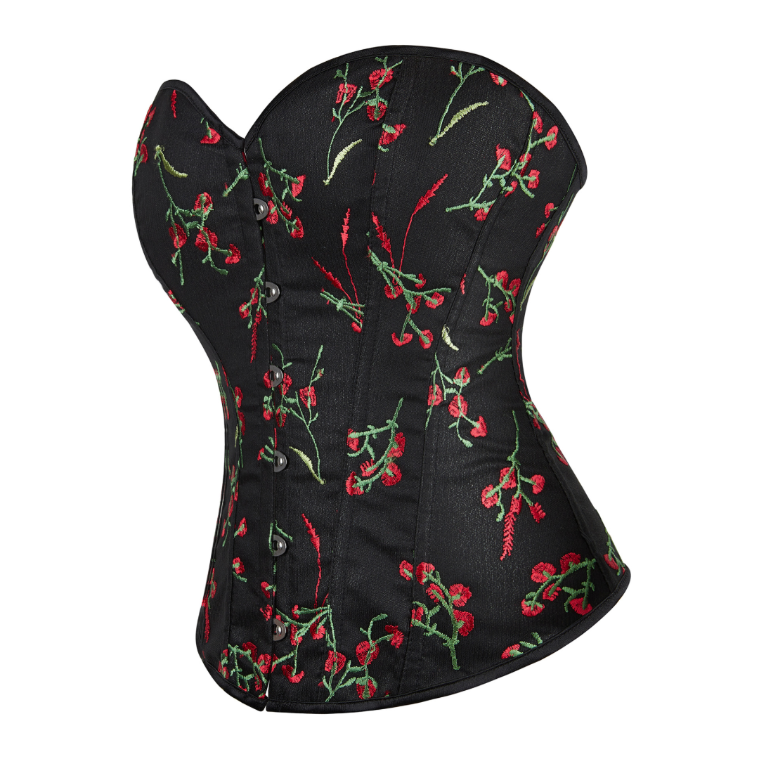 Cherry Satin Hourglass Strapless Overbust Corset | JAMSHAPE