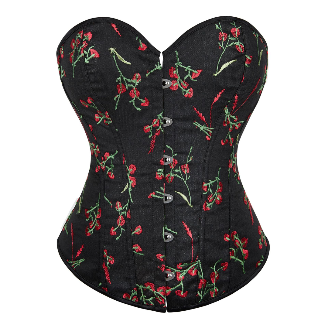 Cherry Satin Hourglass Strapless Overbust Corset | JAMSHAPE