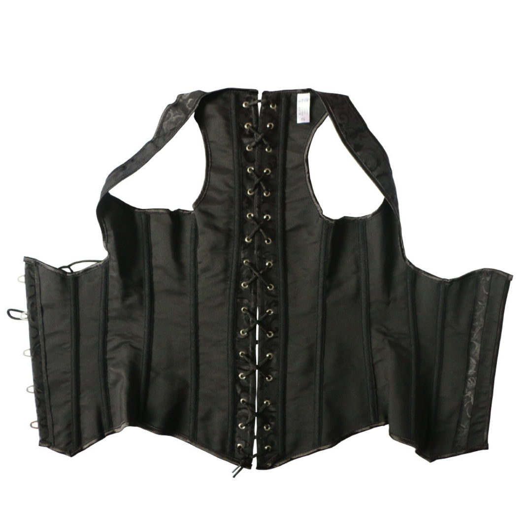 Wide Shoulder Strap Embroidered Underbust Corset | JAMSHAPE