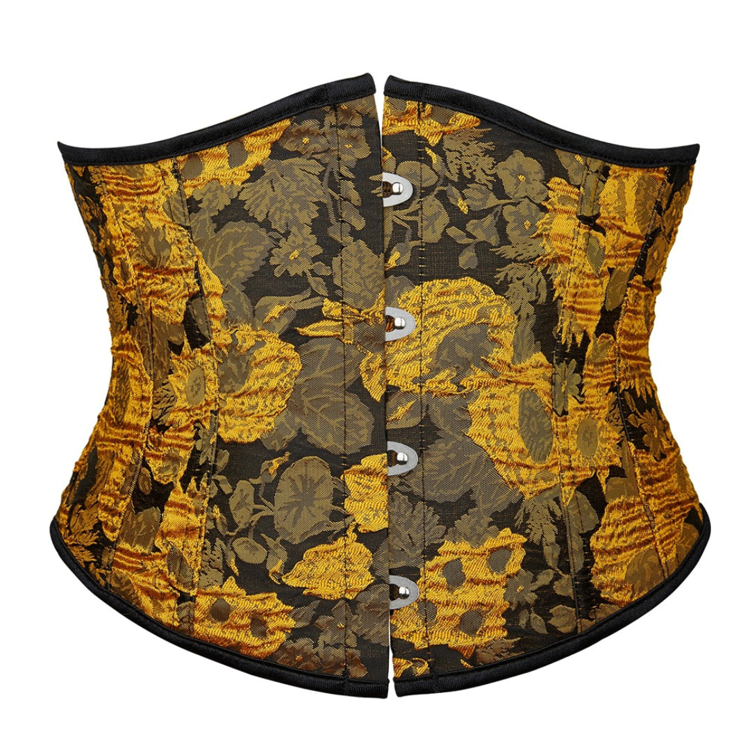 Floral Jacquard Fabric Zipper Waist Trainer Underbust Corset | JAMSHAPE