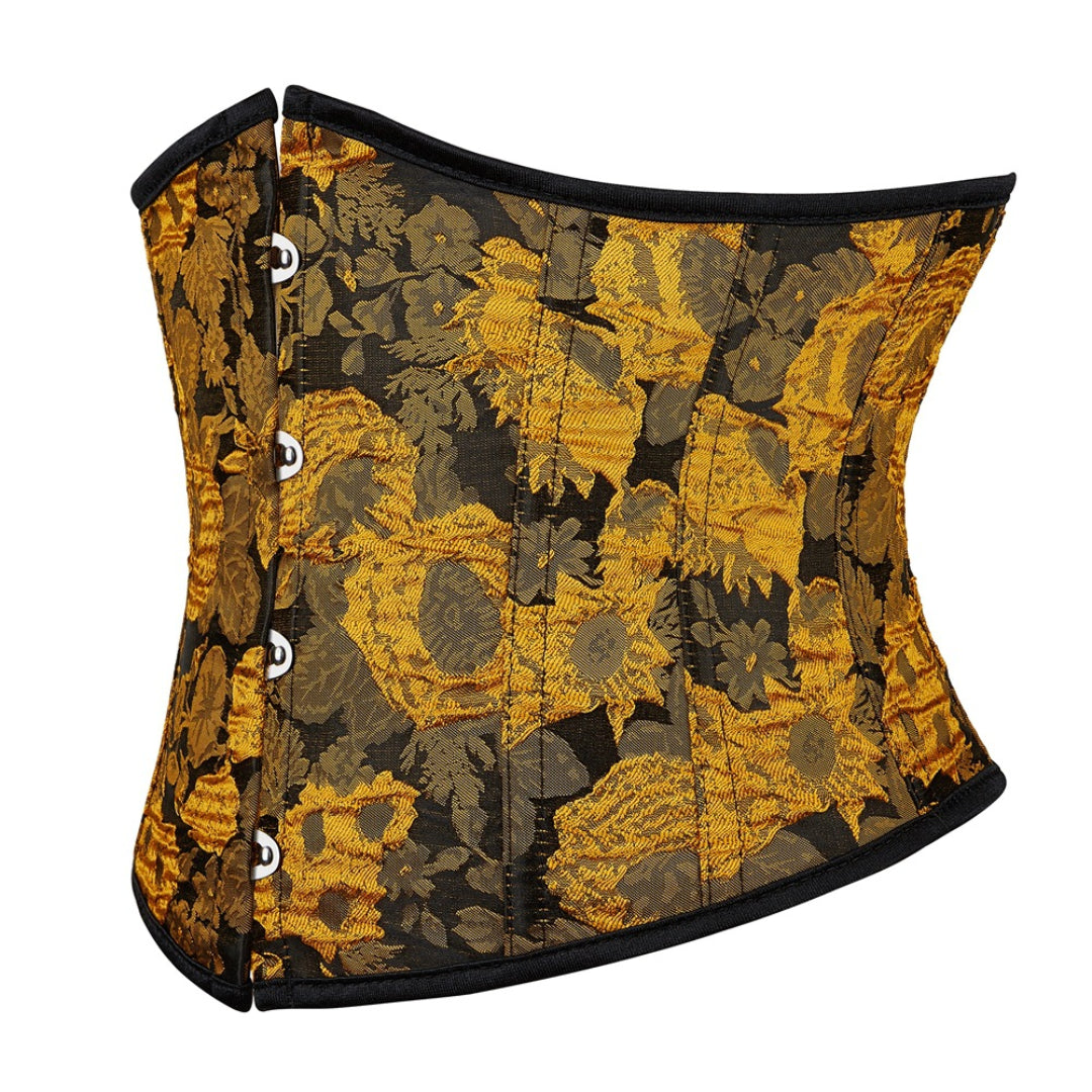 Floral Jacquard Fabric Zipper Waist Trainer Underbust Corset | JAMSHAPE